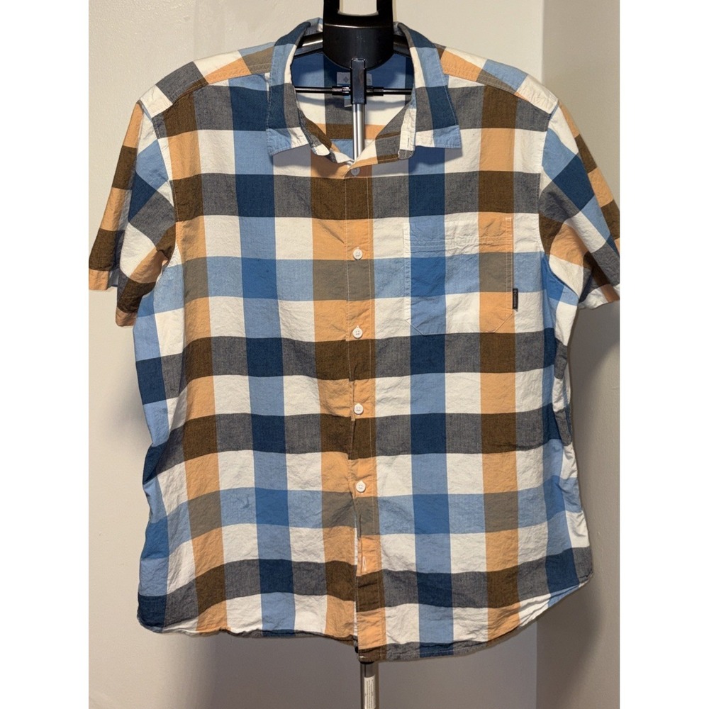 Columbia Sportswear Company Plaid S/S Button Up XXL BLUE BROWN WHITE Regular Fit